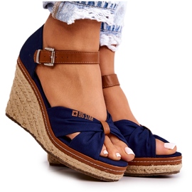 Damensandalen mit Keilabsatz Big Star JJ274938 Marineblau