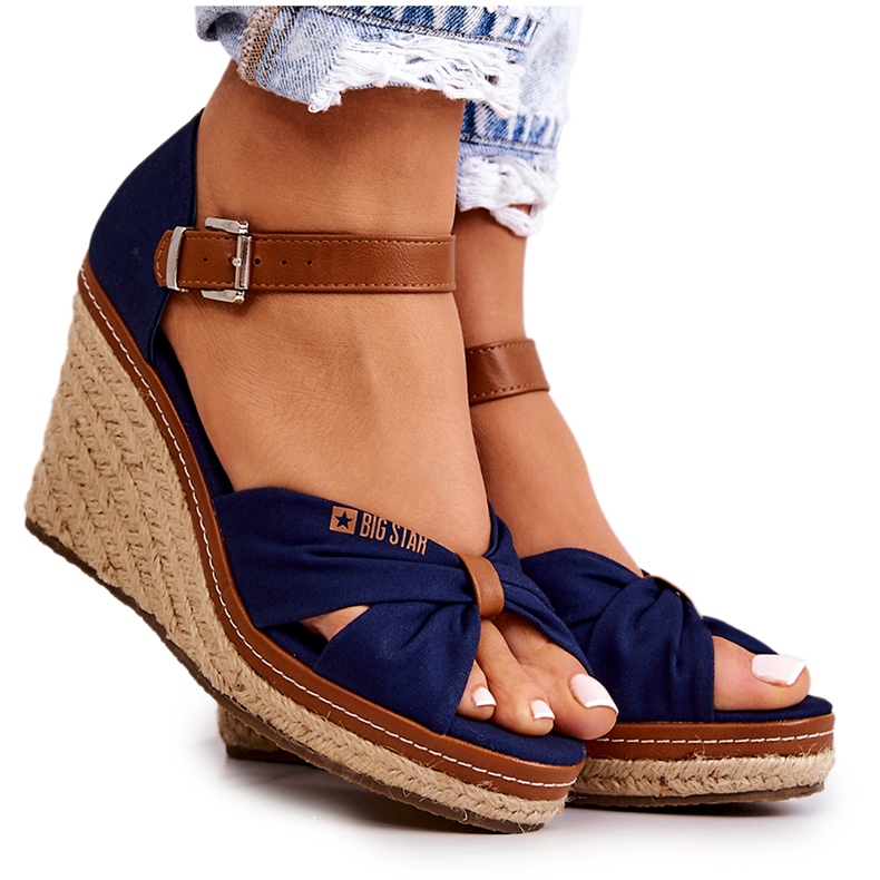 Damensandalen mit Keilabsatz Big Star JJ274938 Marineblau