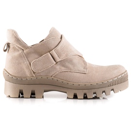 S. BARSKI S.BARSKI Stiefel mit Klettverschluss beige