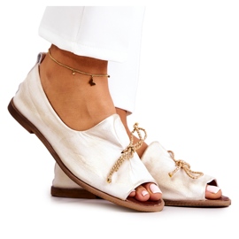 Leder Damen Ballerinas Nicole 2660/004 Weiß-Gold