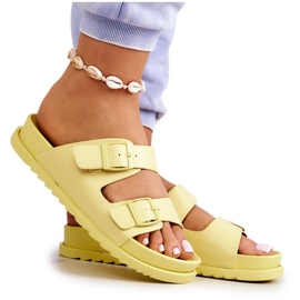 S.Barski Gelbe Corina-Gummihausschuhe mit Schnalle