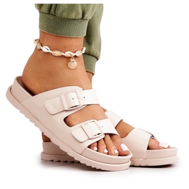 S.Barski Gummihausschuhe mit Schnalle Beige Corina