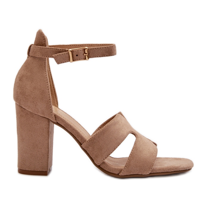 Modische High Heels aus Wildlederkamel braun