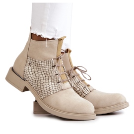Lemar Damen Wildleder Stiefeletten mit Schlangenmuster Hellbeige Sonroe