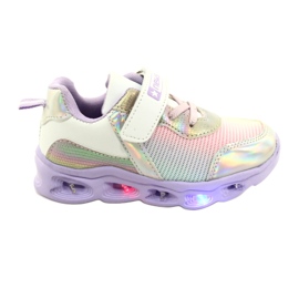 ADI Sportschuhe LED Glowing Velcro News 22DZ32-4837 Lilac-White rosa silber
