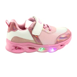 ADI Sportschuhe LED Glowing Velcro News 22DZ32-4837 Rosa / Weiß