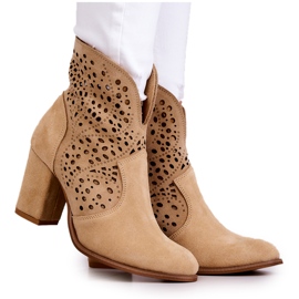 Durchbrochene Stiefel Lewski Shoes 3166 Beige