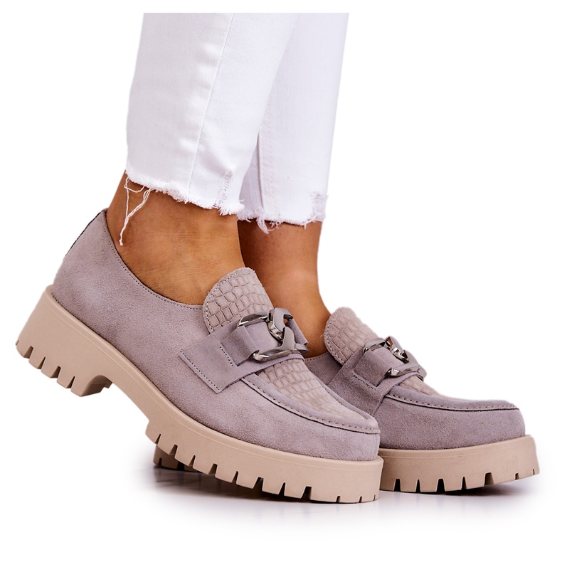 La.Fi Modischer Wildleder-Loafer Hellgrau von Rayhan