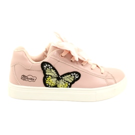 Rosafarbene Sneakers mit Schleife und Schmetterling American Club ES64