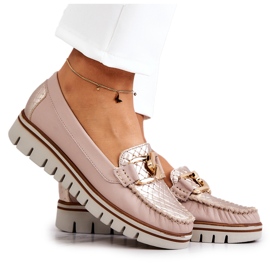 Lemar Lederhalbschuhe für Damen auf beigefarbener Venesia-Plattform