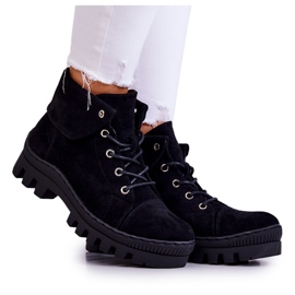 S.Barski Wildlederstiefel Gebunden Schwarz Dalles