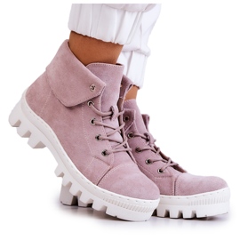 S.Barski Wildlederstiefel Gebunden Helllila Dalles