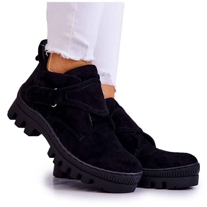 S.Barski Remgate Trapper aus schwarzem Wildleder mit Reißverschluss