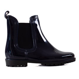 TRENDI Lackierte marineblaue Regenstiefel