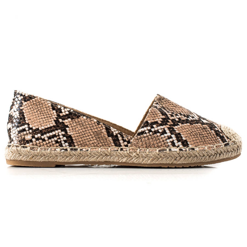 TRENDI Klassische Espadrilles mit Schlangenmuster beige braun