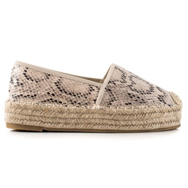 Bestelle Espadrilles auf der Plattform mit Schlangenmuster beige