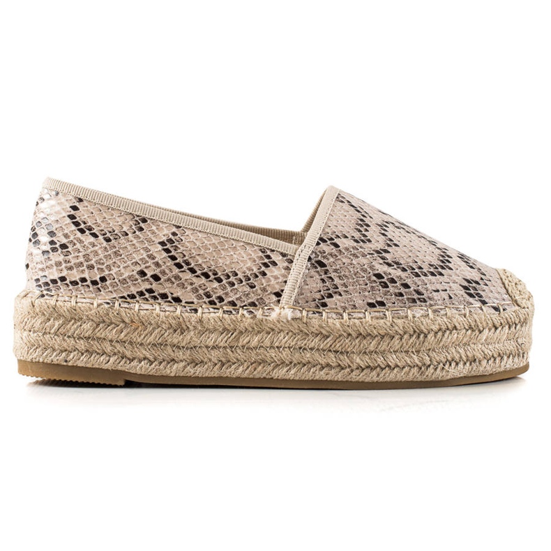 Bestelle Espadrilles auf der Plattform mit Schlangenmuster beige