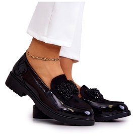 S.Barski Elegante lackierte Loafer Loafer Black Belize schwarz