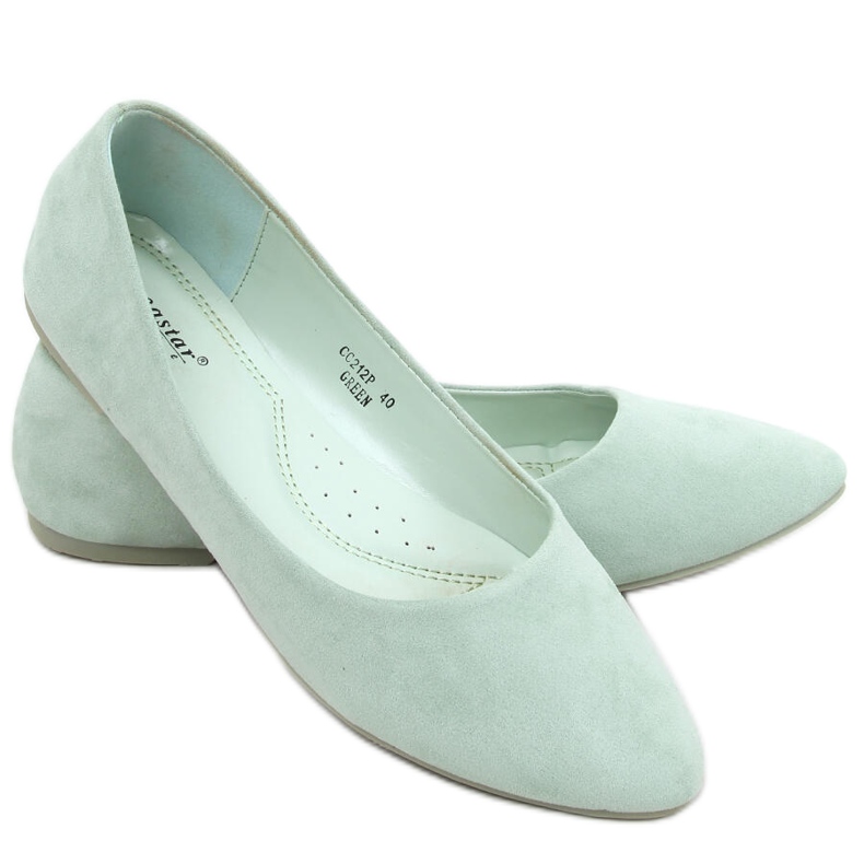 Ballerinas aus glattem Wildleder in Pari Green grün