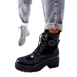 PG1 Schwarze Devera Arbeitsstiefel mit Schnalle