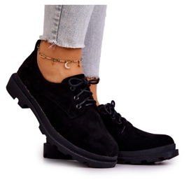 S.Barski Damen Oxfords Wildleder Klassische Schuhe Schwarz Colton