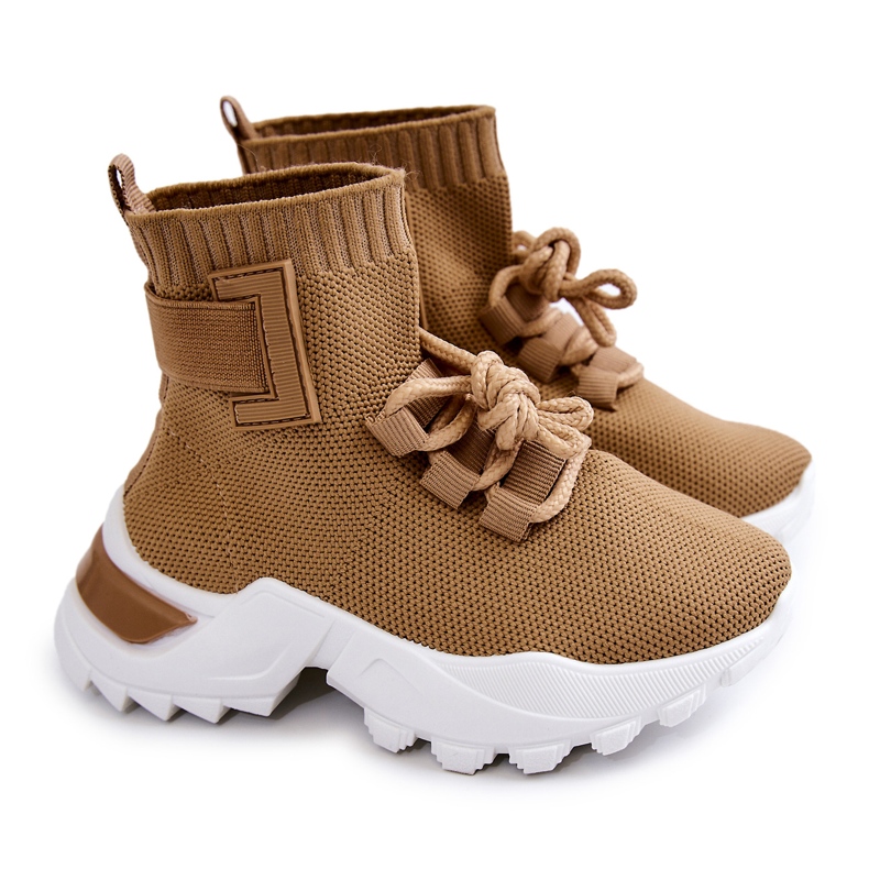 FR1 Kindersportschuhe High Socke Beige Nickie