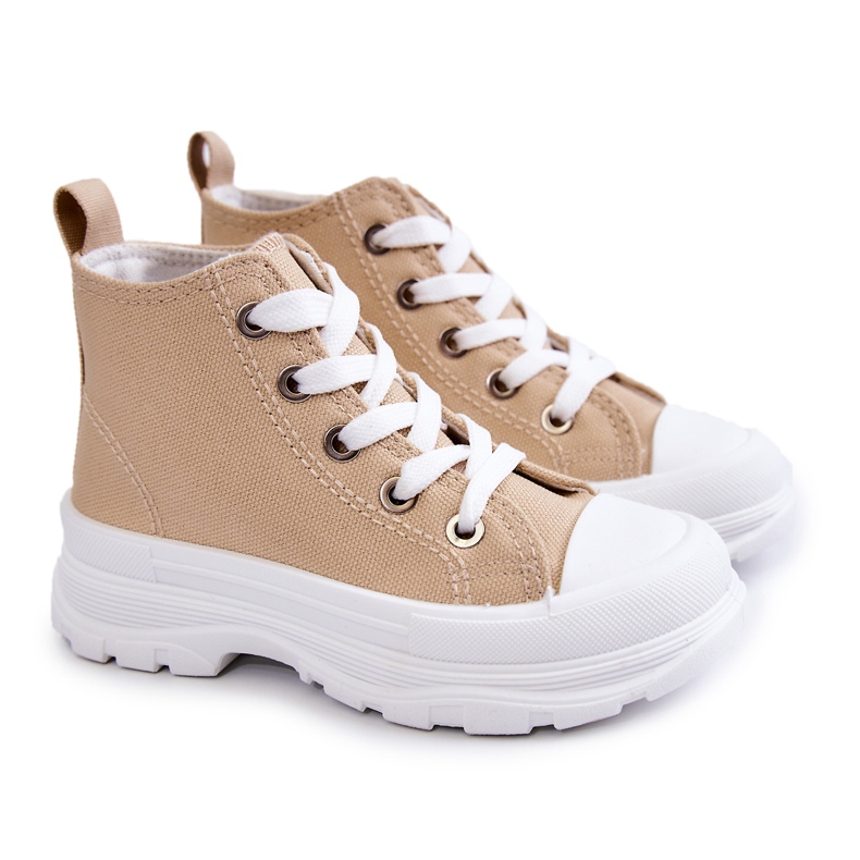 FR1 Hohe Kindersneaker Beige Freeze