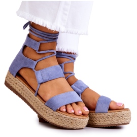 FW1 Gebundene Damensandalen auf der Amrillo Blue Platform blau
