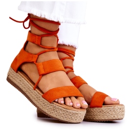 FW1 Gebundene Damensandalen auf der orangefarbenen Amrillo-Plattform