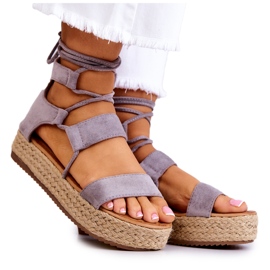 FW1 Gebundene Damensandalen auf der grauen Amrillo-Plattform
