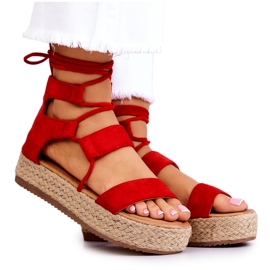 FW1 Gebundene Damensandalen auf der roten Amrillo-Plattform