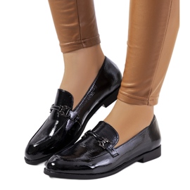 Zettici schwarz lackierte Damenmokassins