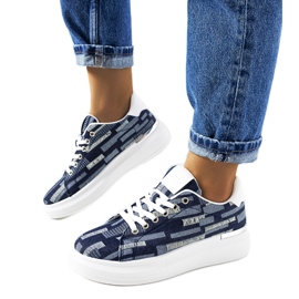 Marineblaue Sneakers mit hoher Tara-Sohle