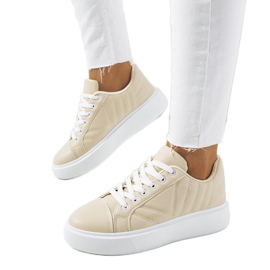 Beige Turnschuhe mit klobigen Matthew-Sohlen