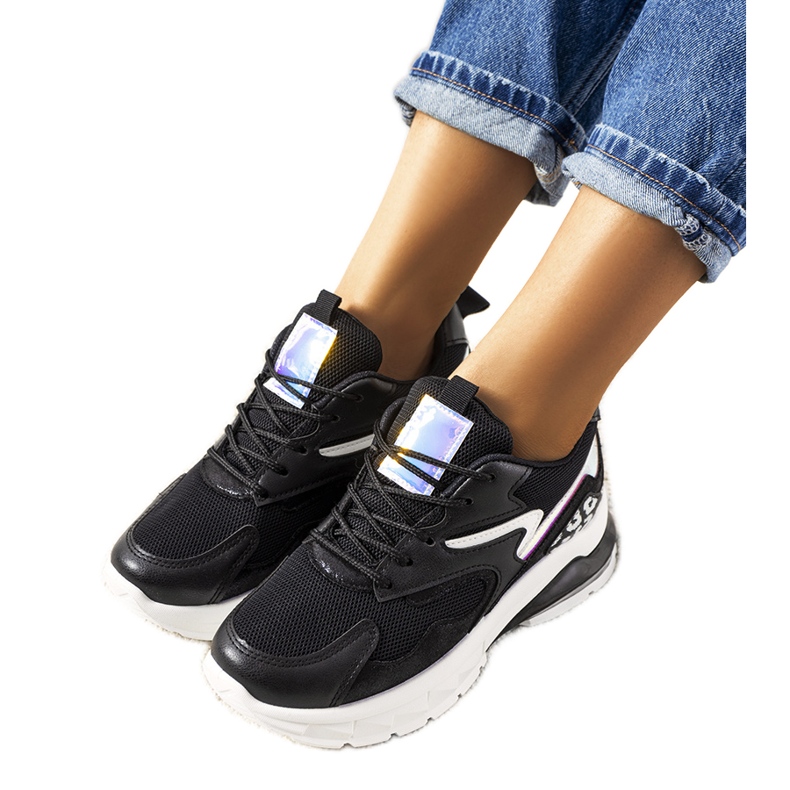 Schwarze holografische Turnschuhe von George