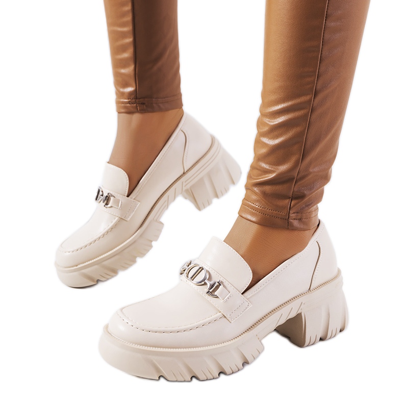 Beige Mokassins auf dicker Brant-Sohle