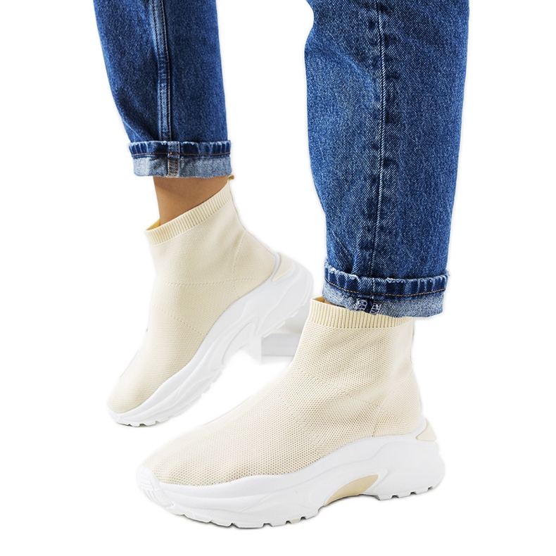 Beigefarbene High-Top-Sneaker