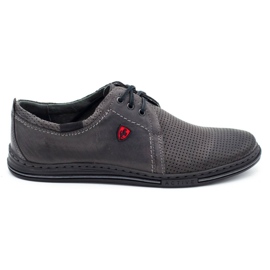 Polbut Herren Lederschuhe 343p perforiertes Grau