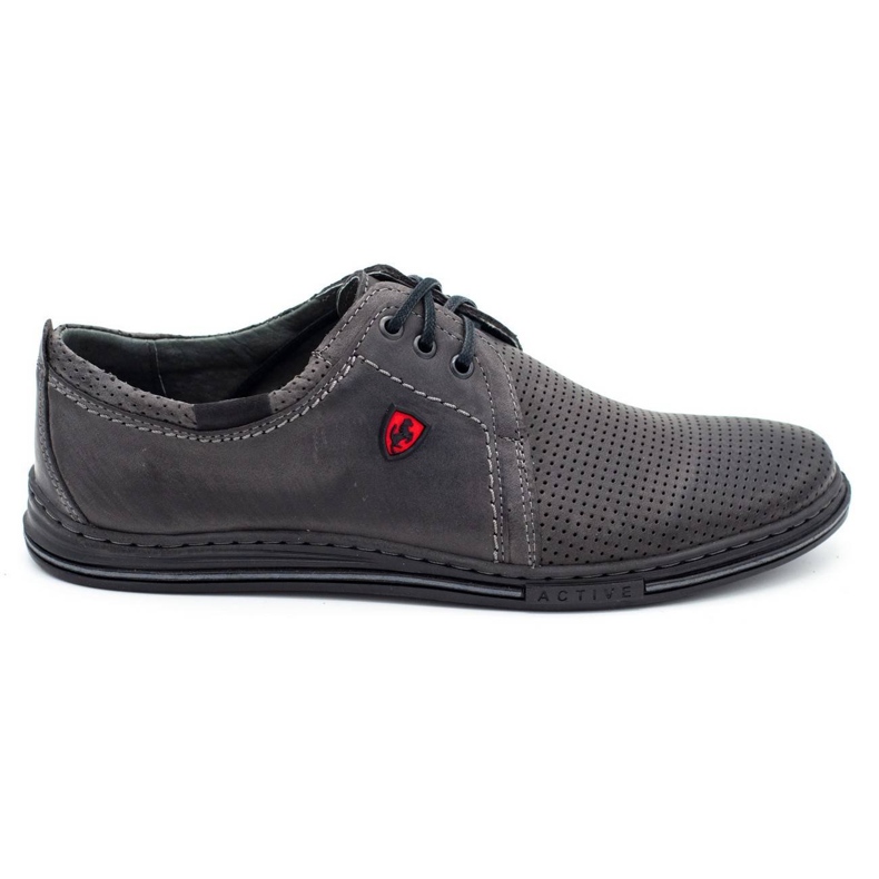 Polbut Herren Lederschuhe 343p perforiertes Grau