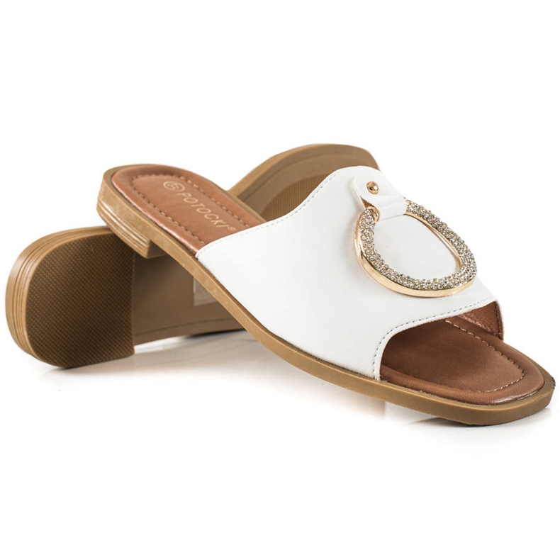 W. Potocki Weiße Hausschuhe mit Potocki-Ornament