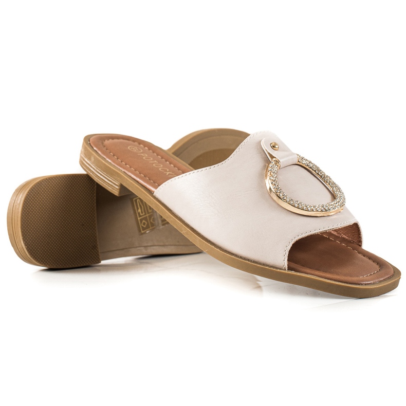 W. Potocki Beige Hausschuhe mit Potocki-Ornament