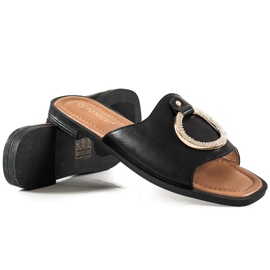 W. Potocki Hausschuhe mit Potocki-Prägung schwarz