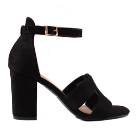 Evento Hochhackige Sandalen aus Wildleder schwarz