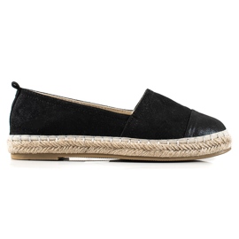 TRENDI Schwarze Espadrilles mit Glitzer