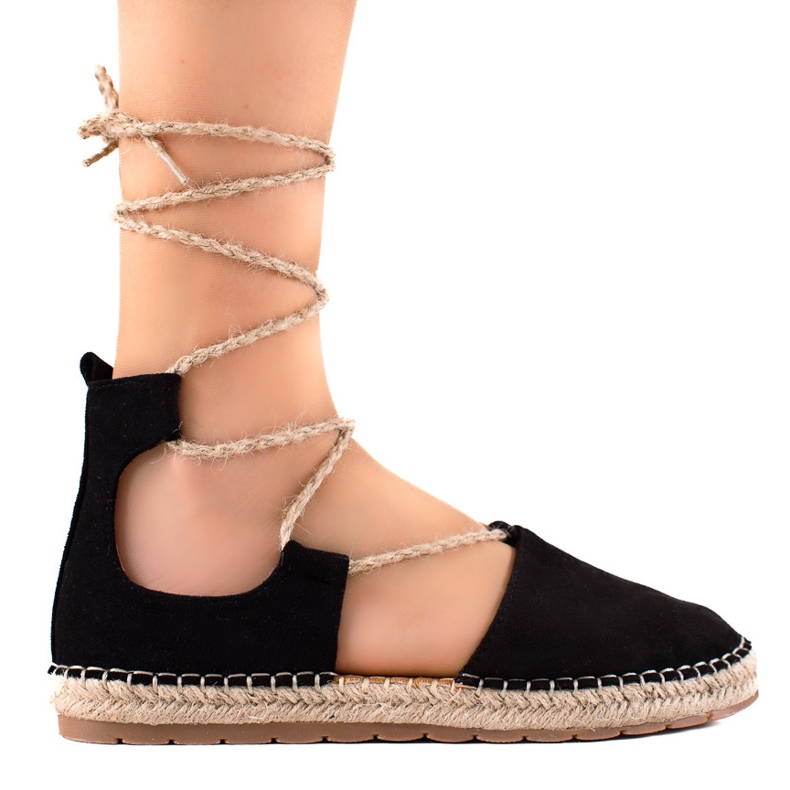 Lucky Shoes Gebundene schwarze Espadrilles
