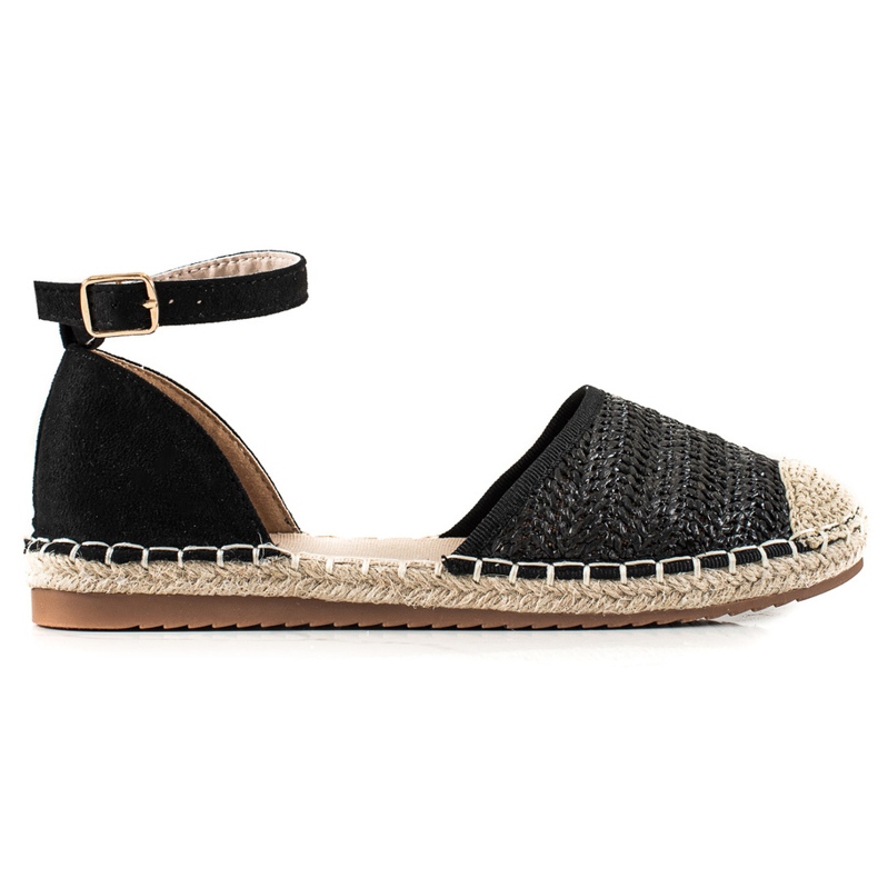 Anesia Paris Geflochtene Espadrilles mit Schnalle schwarz