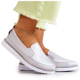 Damen-Sneaker aus Leder Slip-On S.Barski Holographic Silver silber-