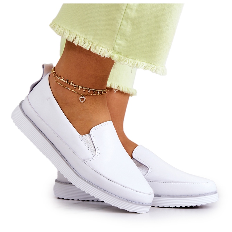 Damen-Sneaker aus Leder Slip-On S.Barski Weiß