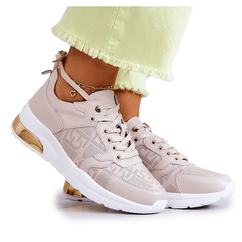 S.Barski Keil-Sneakers aus Leder für Damen Beige Phiness