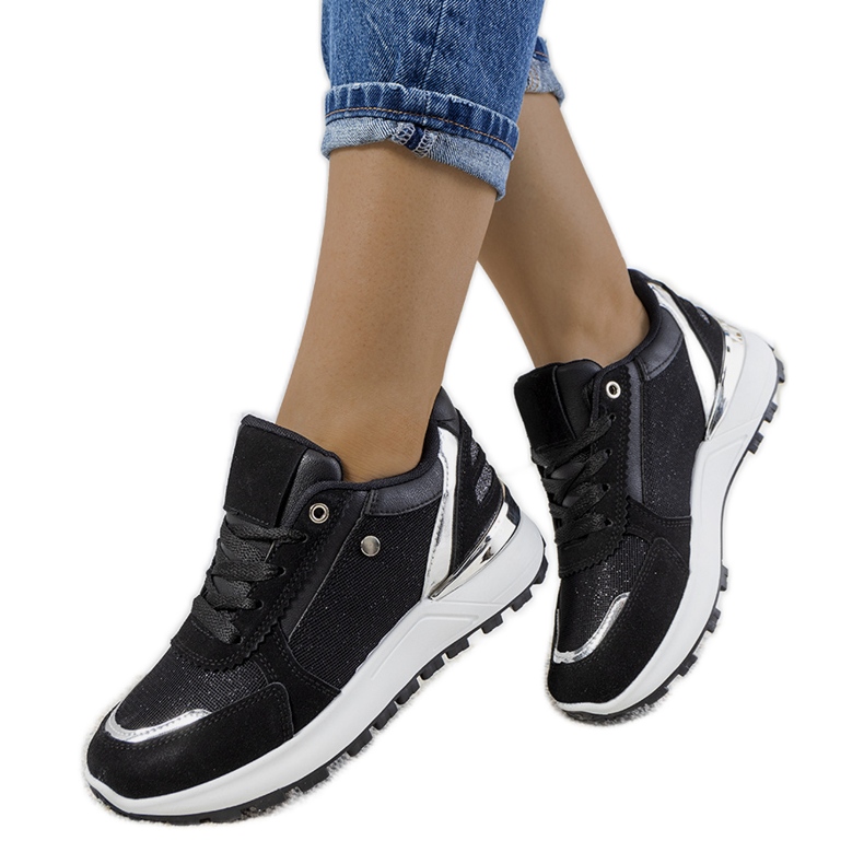 Schwarz glänzende Onio Damensneaker